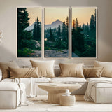 66397982-MGV-CV-36X24-Mountain Landscape Wall Art Canvas Print, Framed Forest Serenity Art Picture Print, Mountain Landscape Perfect Rustic Wilderness