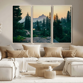 66397982-MGV-CV-36X24-Mountain Landscape Wall Art Canvas Print, Framed Forest Serenity Art Picture Print, Mountain Landscape Perfect Rustic Wilderness