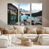 98014896-MGV-CV-36X24-Canadian Rockies Wall Art Canvas Print, Framed Mountain Landscape Art Picture Print, Turquoise Water Perfect Scandinavian