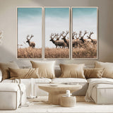 81594705-MGV-CV-36X24-Elk Herd Wall Art Canvas Print, Framed Wildlife Photography Art Picture Print, Rustic Nature Print Perfect Rustic Wildlife Decor