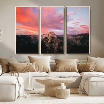 32786115-MGV-CV-36X24-Half Dome Wall Art Canvas Print, Framed Yosemite National Park Art Picture Print, Dramatic Sunset Perfect Adventurous Wilderness