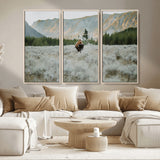 41674074-MGV-CV-36X24-Bison Wall Art – American Buffalo Wildlife Photography Canvas Print, Western Mountain Landscape Artwork Rustic Nature Decor for