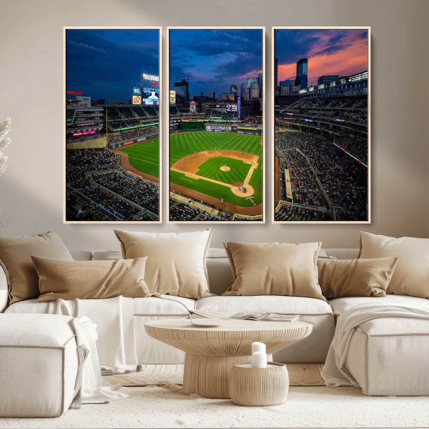 68222753-MGV-CV-36X24-Baseball Stadium Wall Art – Panoramic Night Game Canvas Print, Sports Decor for Man Cave, Office, Bar, or Living Room