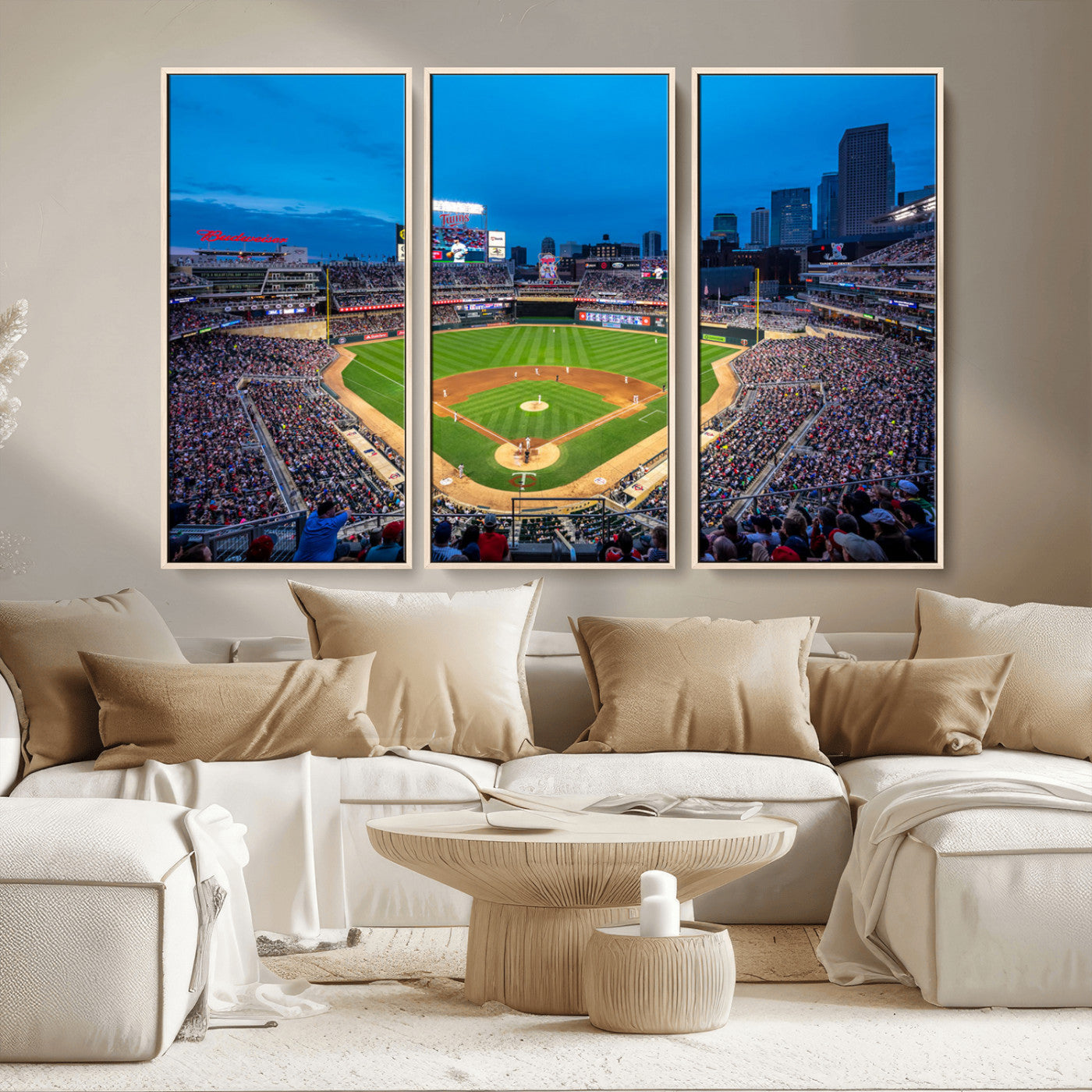 77273035-MGV-CV-36X24-Baseball Stadium Wall Art – Panoramic Evening Game Canvas Print, Sports Fan Decor for Man Cave, Office, Bar, or Living Room