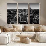 46578567-MGV-CV-36X24-Atlanta Skyline Wall Art – Black and White Cityscape Canvas Print, Modern Urban Night Decor for Office, Living Room, or Apartment