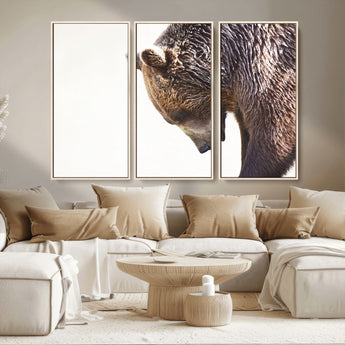 14405507-MGV-CV-36X24-Grizzly Bear Canvas Wall Art – Framed Wildlife Nature Decor, Large Brown Bear Profile Canvas Print for Living Room, Office, or