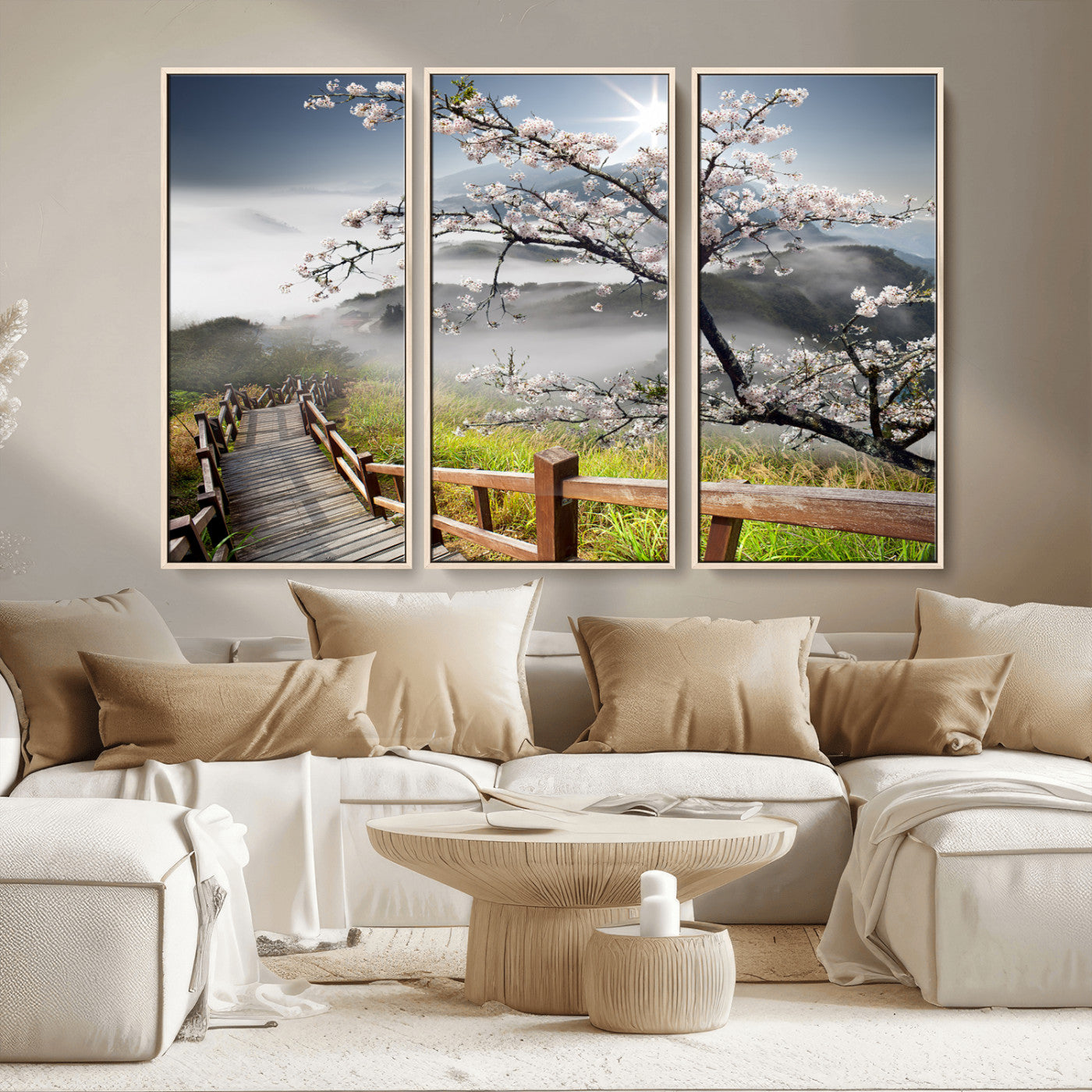 34632598CRY-MGV-CV-36X24-Sakura Cherry Blossom Pathway Canvas Wall Art – Tranquil Walk Through Blossoming Nature – Ready to Hang