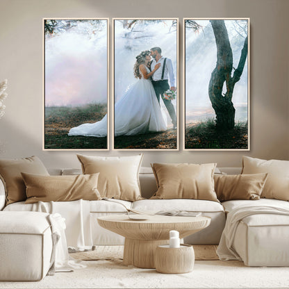 CSTM913-MGV-CV-36X24-Framed Wedding Canvas Print - Custom Wall Art Keepsake for Couples, Elegant Home Decoration Gift, Create Your Own Photo Canvas