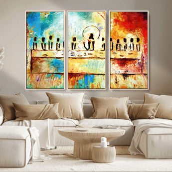 YKE34632598CR-MGV-CV-36X24-Abstract Last Supper with Apostles Wall Art Canvas Print
