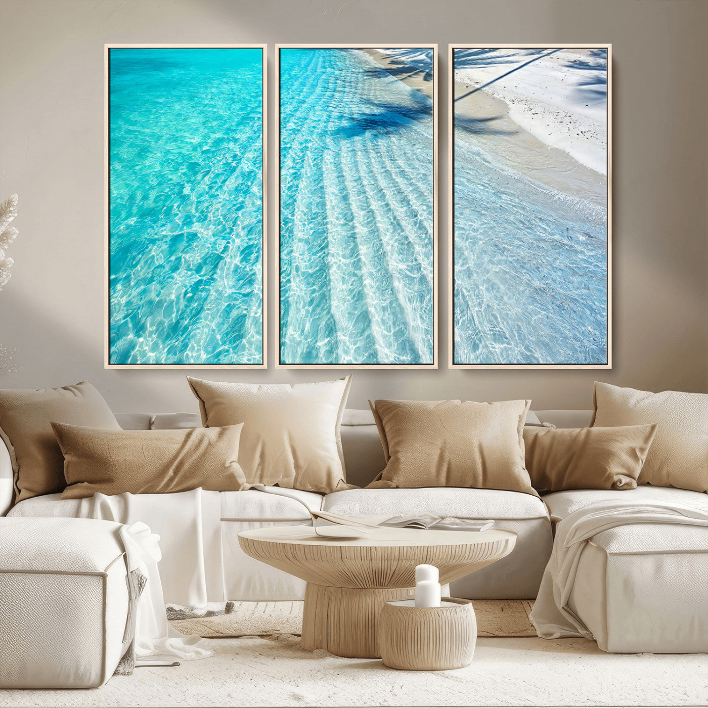 68127042-MGV-CV-36X24-Beach Wall Art – Tropical Ocean Canvas Print, Clear Water and White Sand Photography Decor for Bedroom, Living Room, Office,