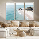 79395467-MGV-CV-36X24-Coastal Wall Art – Aerial Beach Canvas Print, Ocean Waves and Sandy Shore Photography Decor for Bedroom, Living Room, Office,