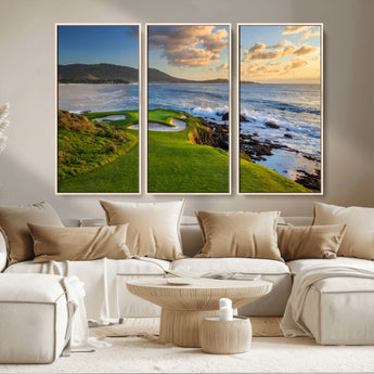 67486665-MGV-CV-36X24-Golf Course Wall Art – Pebble Beach Oceanfront Canvas Print, Coastal Fairway Photography Sports Decor for Living Room, Office, Man