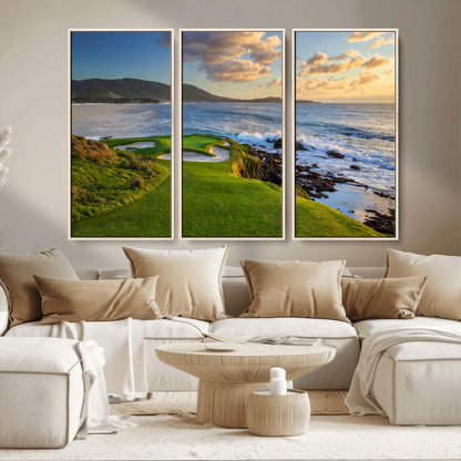 67486665-MGV-CV-36X24-Golf Course Wall Art – Pebble Beach Oceanfront Canvas Print, Coastal Fairway Photography Sports Decor for Living Room, Office, Man