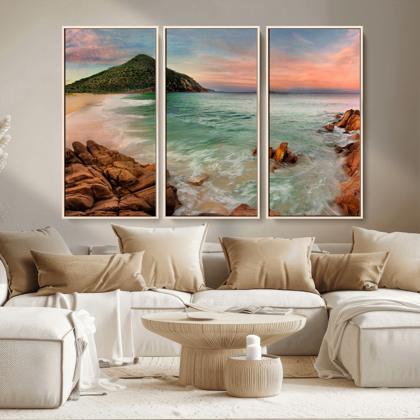 53831025-MGV-CV-36X24-Coastal Landscape Wall Art – Tropical Beach Ocean Canvas Print, Sunset Mountain View Photography Decor for Living Room, Bedroom,