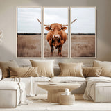 16316734-MGV-CV-36X24-Texas Longhorn Wall Art – Rustic Bull Portrait Canvas Print, Western Farmhouse Animal Photography Decor for Living Room, Office,