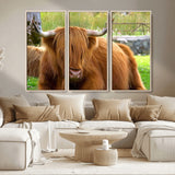 68411138-MGV-CV-36X24-Farmhouse Wall Art – Highland Cow Canvas Print, Rustic Country Cattle Photography Decor for Bedroom, Living Room, Office, Ranch,