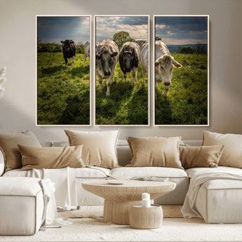 67277447-MGV-CV-36X24-Farmhouse Wall Art – Herd of Cows Canvas Print, Rustic Country Pasture Photography Decor for Bedroom, Living Room, Office, Ranch,