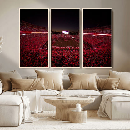 38331045-MGV-CV-36X24-Sanford Stadium Wall Art – Georgia Bulldogs Football Red Night Game Canvas Print, Electric College Sports Decor for Man Cave or