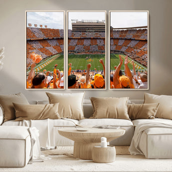 76011417-MGV-CV-36X24-Tennessee Volunteers Wall Art – Neyland Stadium Checkerboard Crowd Canvas Print, Vols Football Game Day Fan Perspective Sports
