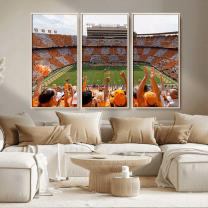 76011417-MGV-CV-36X24-Tennessee Volunteers Wall Art – Neyland Stadium Checkerboard Crowd Canvas Print, Vols Football Game Day Fan Perspective Sports