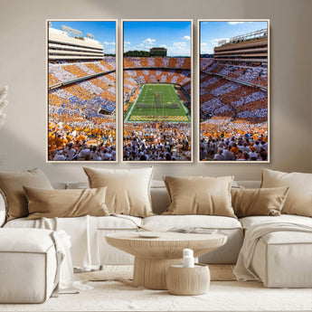 77097951-MGV-CV-36X24-Neyland Stadium Wall Art – Panoramic Tennessee Volunteers Checkerboard Crowd Canvas Print, Football Game Day Decor for Office, Man