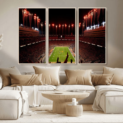 73358115-MGV-CV-36X24-Neyland Stadium Wall Art – Panoramic Tennessee Volunteers Night Game Canvas Print, Fireworks Football Celebration Sports Decor for