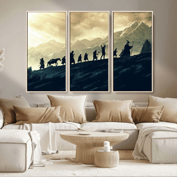 76547-MGV-CV-36X24-Fellowship Journey Wall Art Canvas Print, Framed LOTR Art Picture Print, Middle Earth Perfect Tolkien Fantasy Decor Artwork