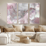 16416-MGV-CV-36X24-Blush Marble Wall Art Canvas Print, Framed Rose Gold Art Picture Print, Pink Cloudy Perfect Modern Glam Decor Artwork
