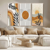 32359-MGV-CV-36X24-Modern Sun Wall Art Canvas Print, Framed Retro Horizon Art Picture Print, Sunburst Design Perfect Mid Century Boho Decor Artwork