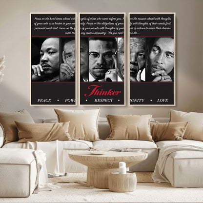 45112-MGV-CV-36X24-Black Icons Wall Art Canvas Print, Framed Thinker Art Picture Print, Motivational Quote Perfect Cultural Modern Decor Artwork