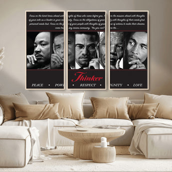 45112-MGV-CV-36X24-Black Icons Wall Art Canvas Print, Framed Thinker Art Picture Print, Motivational Quote Perfect Cultural Modern Decor Artwork