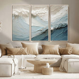 53646-MGV-CV-36X24-Ocean Wave Wall Art Canvas Print, Framed Textured Seascape Art Picture Print, Modern Ocean Perfect Minimal Coastal 2/2 Decor