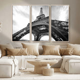 40006-MGV-CV-36X24-Eiffel Tower Wall Art – Black and White Architectural Photo Print, Paris Inspired Decor for Bedroom, Office, Studio or Modern