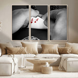 62460-MGV-CV-36X24-Poker Game Wall Art – Close Up of Hands Holding Aces with Chips, Casino Style Decor for Game Room, Man Cave or Office