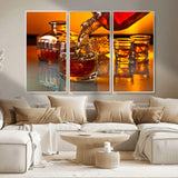 18250-MGV-CV-36X24-Whiskey Pour Wall Art – Captivating Whiskey Splash Canvas Print, Elegant Bar or Home Lounge Decor for Office, Man Cave or Living