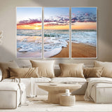 39560-MGV-CV-36X24-Sunrise Beach Wall Art – Vibrant Ocean Waves and Golden Sand Canvas Print, Seaside Coastal Decor for Living Room, Bedroom or
