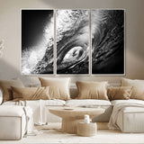 22702-MGV-CV-36X24-Black and White Ocean Wave Wall Art – Powerful Surf Curl Photography Canvas Print, Modern Coastal Decor for Living Room, Office or