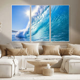 37494-MGV-CV-36X24-Ocean Wave Canvas Art – Stunning Blue Wave Photography, Coastal Wall Decor for Living Room, Bedroom or Office