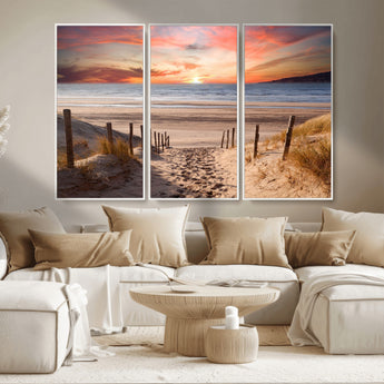 78111-MGV-CV-36X24-Sunset Pathway Wall Art – Panoramic Coastal Canvas Print, Tranquil Beach Decor for Living Room, Office or Bedroom