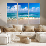 60364-MGV-CV-36X24-Tropical Ocean Wave Wall Art – Serene Blue Sea and White Sand Beach Canvas Print, Coastal Landscape Decor for Living Room, Bedroom