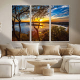 71863-MGV-CV-36X24-Lake Sunset Wall Art – Scenic Nature Canvas Print with Trees and Golden Sky, Serene Landscape Decor for Living Room, Bedroom or