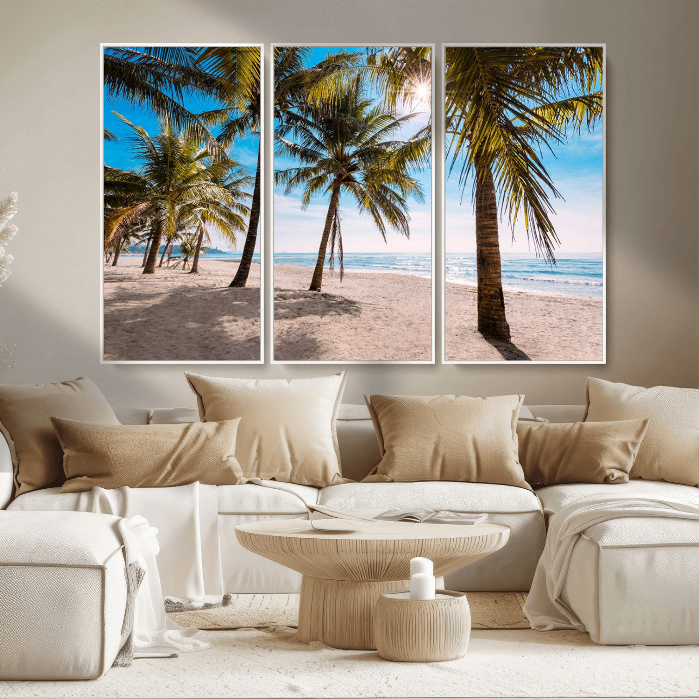 98175-MGV-CV-36X24-Tropical Palm Beach Wall Art – Relaxing Ocean Shore Canvas Print with Palm Trees, Coastal Summer Decor for Living Room, Bedroom or