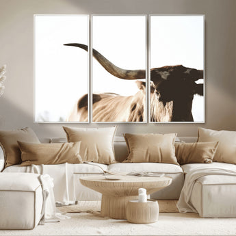 35866-MGV-CV-36X24-Texas Longhorn Wall Art – Rustic Western Bull Canvas Print, Farmhouse Animal Photography Decor for Living Room, Office, or Ranch