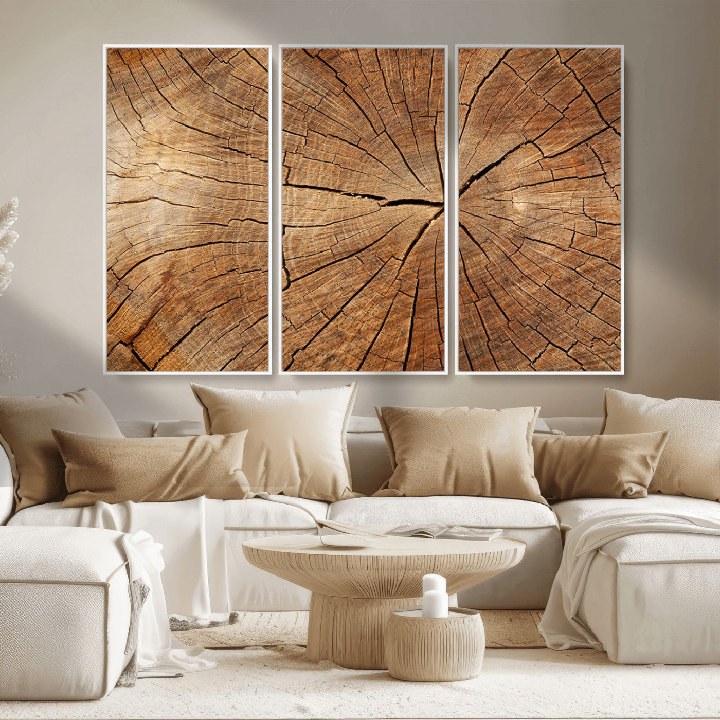 61710-MGV-CV-36X24-Tree Rings Wall Art – Rustic Wood Grain Canvas Print of Tree Trunk Cross Section, Nature Inspired Decor for Cabin, Office, Living