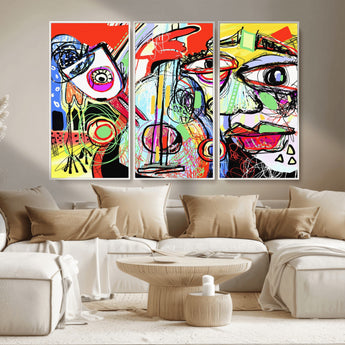 37796-MGV-CV-36X24-Picasso Style Wall Art Canvas Print, Framed Picasso Art Picture Print, Picasso Cubism Perfect Modern Abstract Decor Artwork