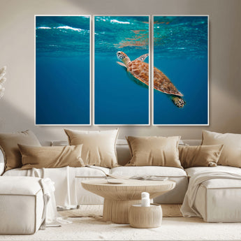 91440-MGV-CV-36X24-Sea Turtle Wall Art – Ocean Turtle Canvas Print, Underwater Marine Life Decor for Living Room, Office, Beach House or Bathroom