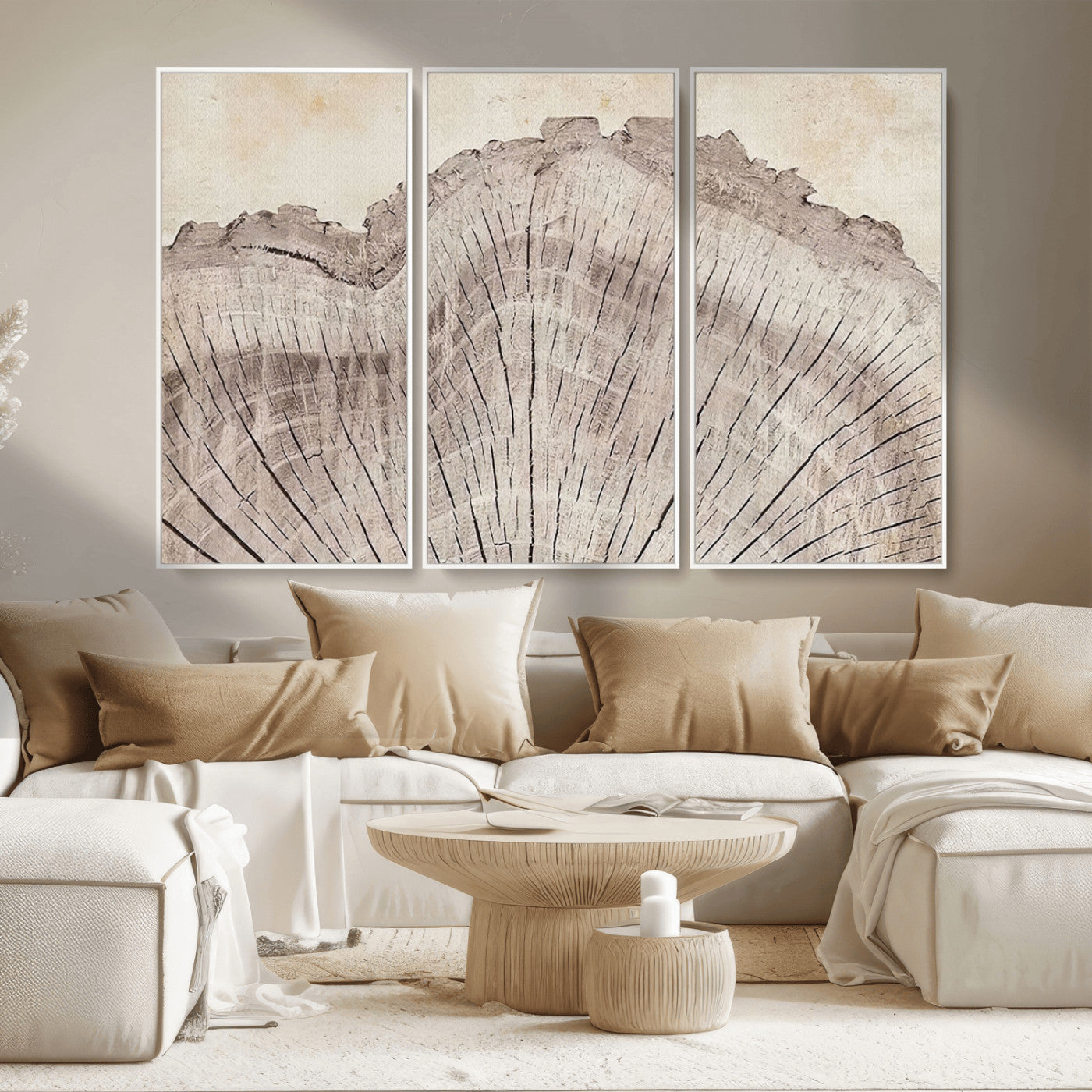 67528-MGV-CV-36X24-Wood Ring Wall Art Canvas Print, Framed Tree Ring Art Picture Print, Rustic Tree Ring Perfect Neutral Boho Decor Artwork