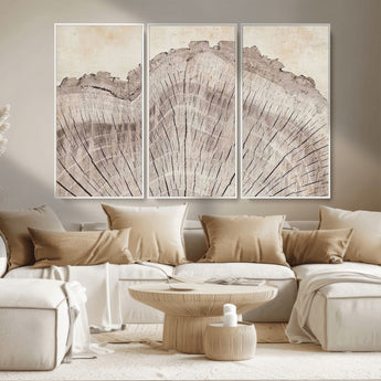 67528-MGV-CV-36X24-Wood Ring Wall Art Canvas Print, Framed Tree Ring Art Picture Print, Rustic Tree Ring Perfect Neutral Boho Decor Artwork