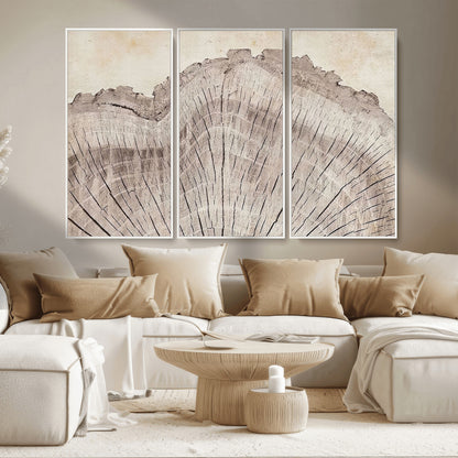 67528-MGV-CV-36X24-Wood Ring Wall Art Canvas Print, Framed Tree Ring Art Picture Print, Rustic Tree Ring Perfect Neutral Boho Decor Artwork