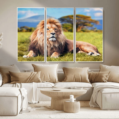 67826-MGV-CV-36X24-Majestic Lion Wall Art – King of the Jungle Canvas Print, Safari Wildlife Decor for Living Room, Office, or Man Cave